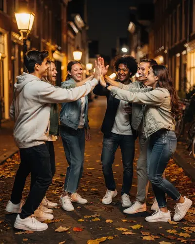 Team geeft elkaar een high five na de werkdag